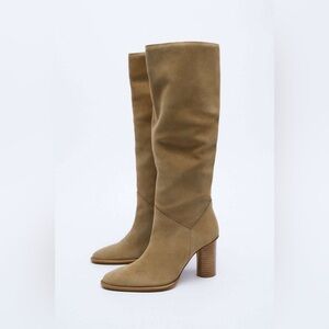 NWT Heeled Suede Knee High Boots